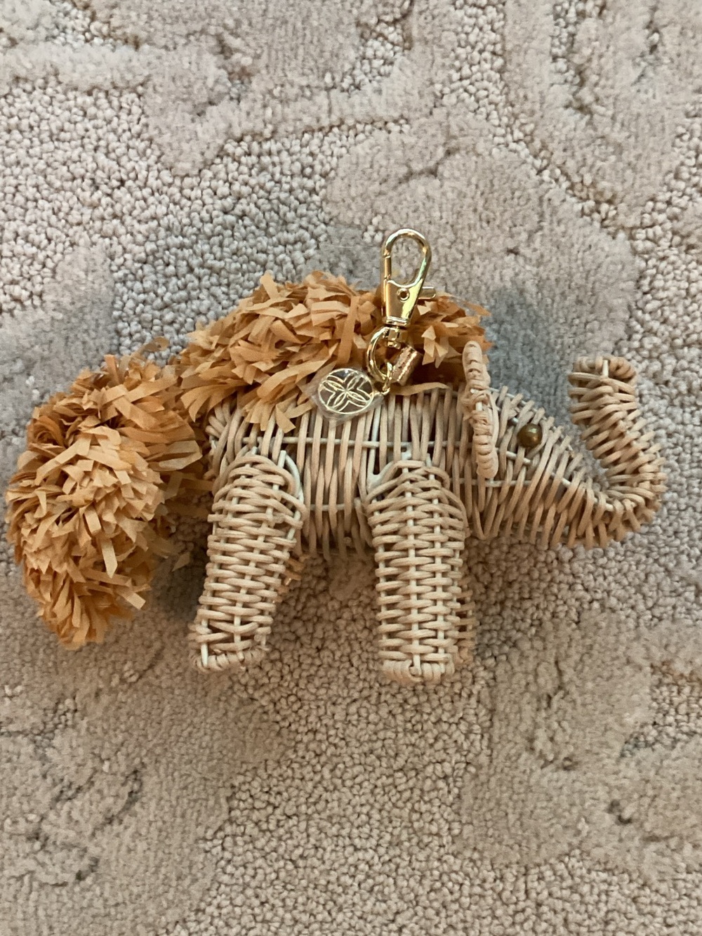 Woven Rattan Elephant Bag clip on. New w box